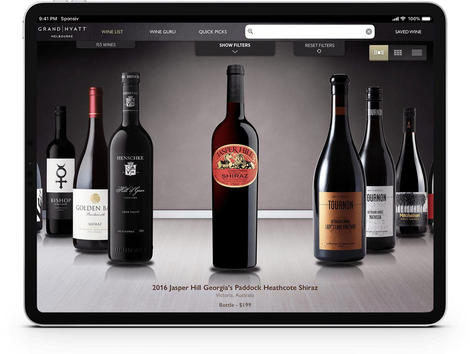 VINU iPad Wine Menu - Bottle Flow